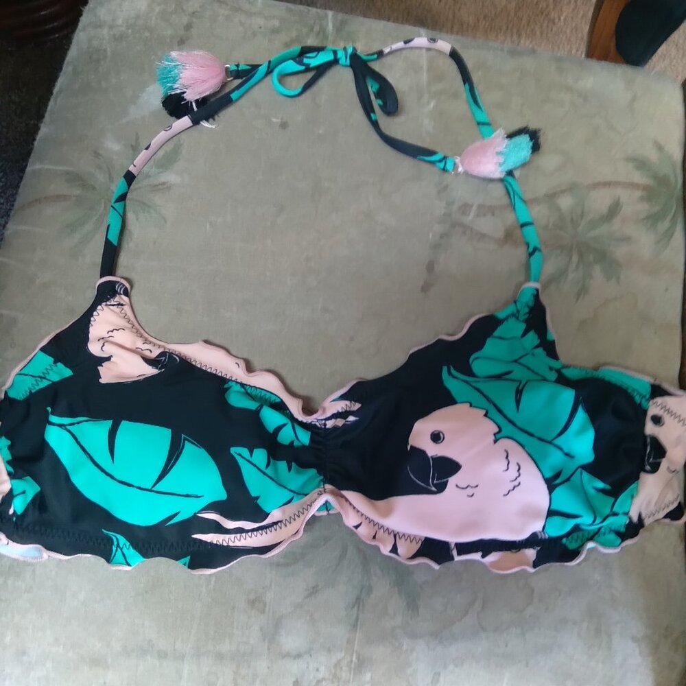 bathing top, women's bathing suit top, Flamingos, No Boundaries